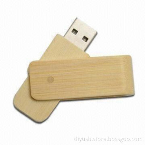 Wood Swivel USB Flash Drive, 1 to 32GB Memory Capacity, Original Chipset, CE, RoHS, FCC Certificates